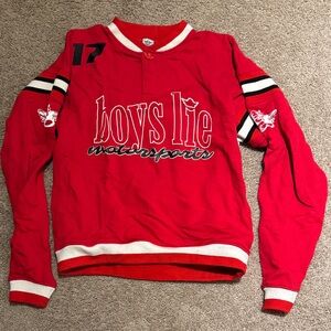 Boys Lie Red Sweatshirt with Black and White Accents